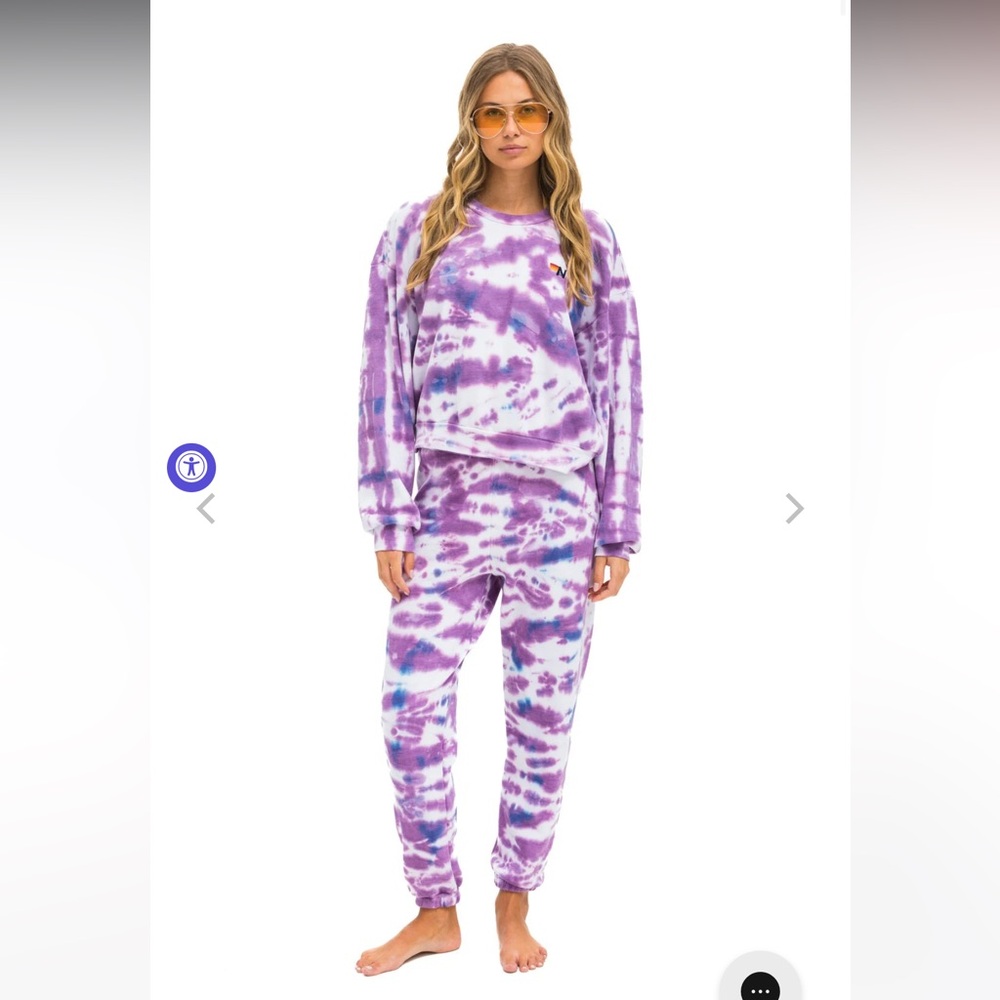 NWT Unisex Aviator Nation Magenta Tie Dye Hoodie (XS) and Sweatpants (S)